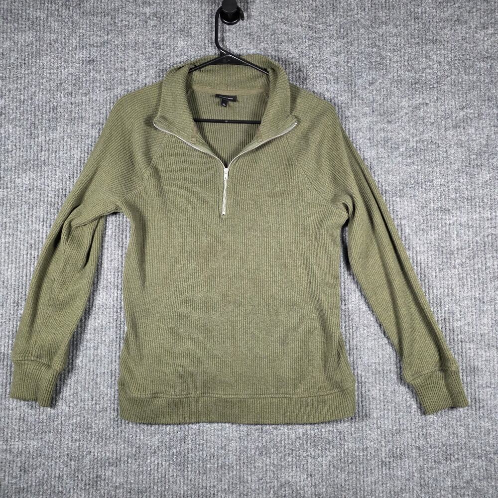 Who What Wear Olive Ribbed Half Zip‎ Sweater Large Cozy Pullover